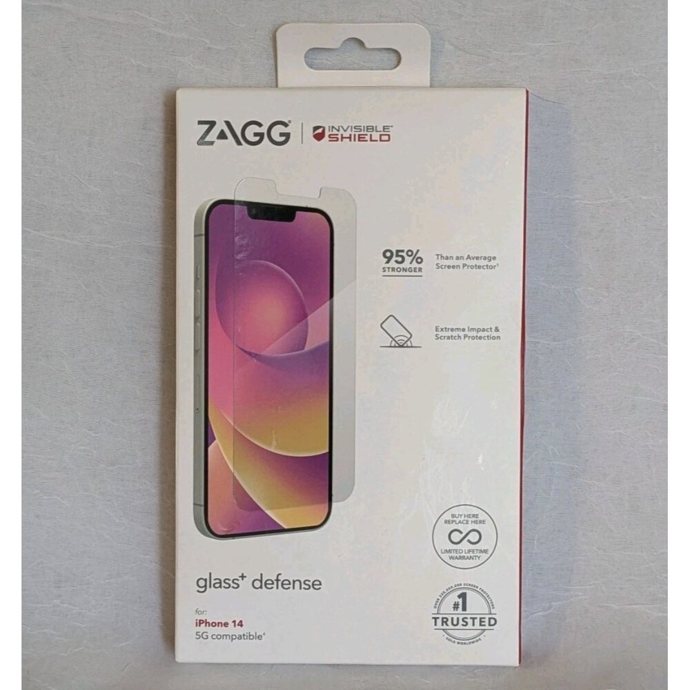 New ZAGG iPhone 14 Screen Protector InvisibleShield Glass+ Defense 5G Compatible